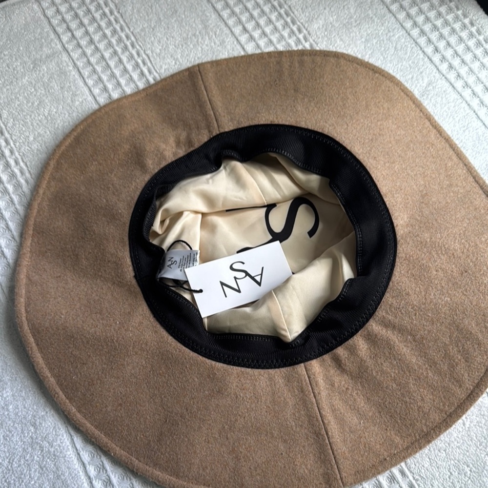 Tan Wide-Brim Suede Hat 91% polyester - Picture 4 of 5